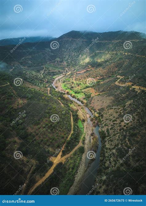 Vertical Aerial Shot of the Odeleite River in Algarve, Portugal Stock ...