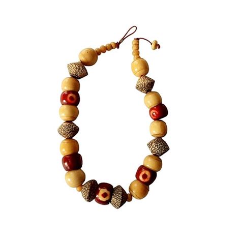 Jewelry Wood Bead Choker Necklace 18 In In Warm Tones With Red Accents Bold And Chunky Poshmark