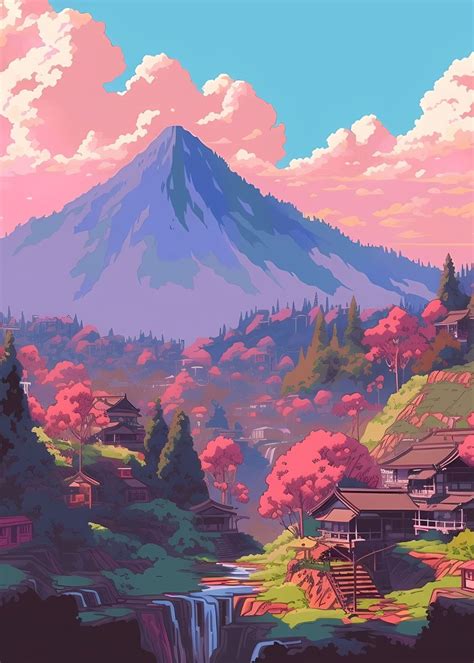 Colorful Anime Landscape Poster By SAIDI ARTWORKS Displate