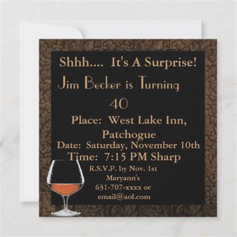 Mens 50th Birthday Invitations Cognac Template Zazzle