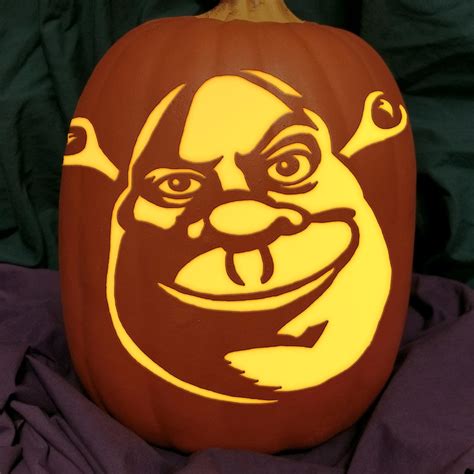 Shrek Pumpkin Stencil Etsy