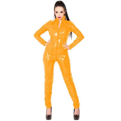 Exotischer Rei Verschluss Zum Schritt Catsuit Frauen Pvc High Neck