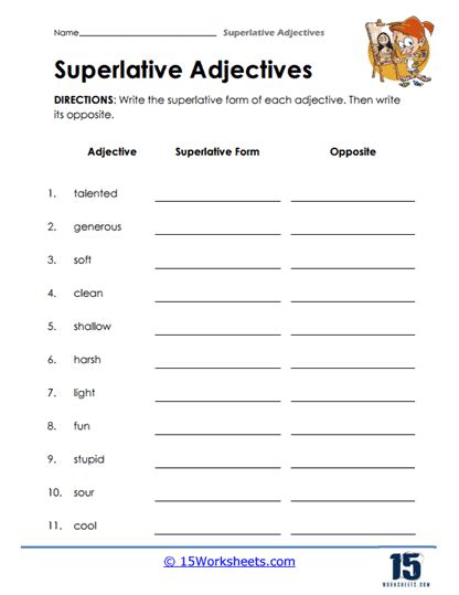 Superlative Adjectives Worksheets - 15 Worksheets.com