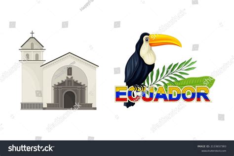 Ecuador National Symbols Set Church Building Stock Vector (Royalty Free ...