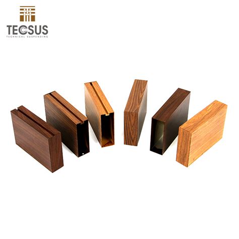 Factory Price Wooden Grain Square Tube U Shaped Linear Aluminum Baffle