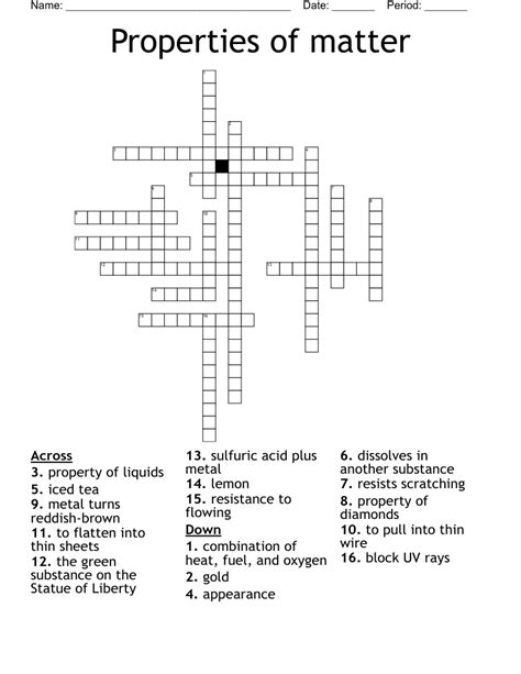 Properties Of Matter Crossword Wordmint