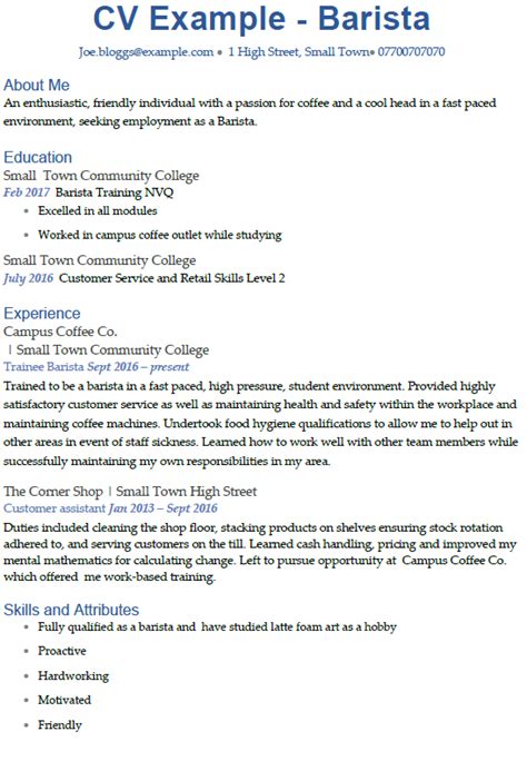 Barista CV Example Icover Org Uk