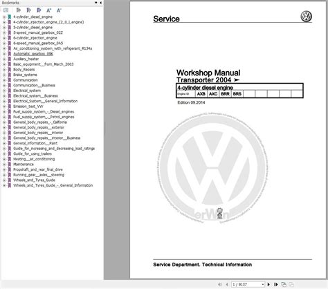 2003 2008 Volkswagen Transporter Wiring Diagram And Workshop Manual Pdf