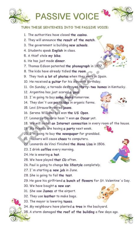 Passive Voice Intermediate Esl Worksheet By Paola Active And Passive Voice English