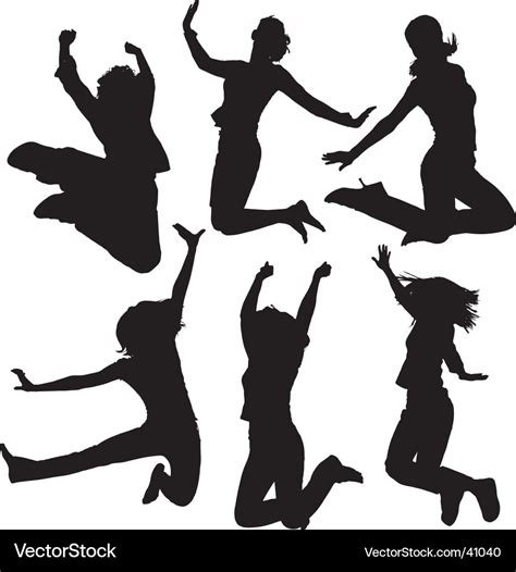 Jumping People Silhouettes Royalty Free Vector Image