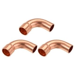 90 Degree Elbow Copper Pipe Fitting Short Turn Brazing Connection 3Pcs