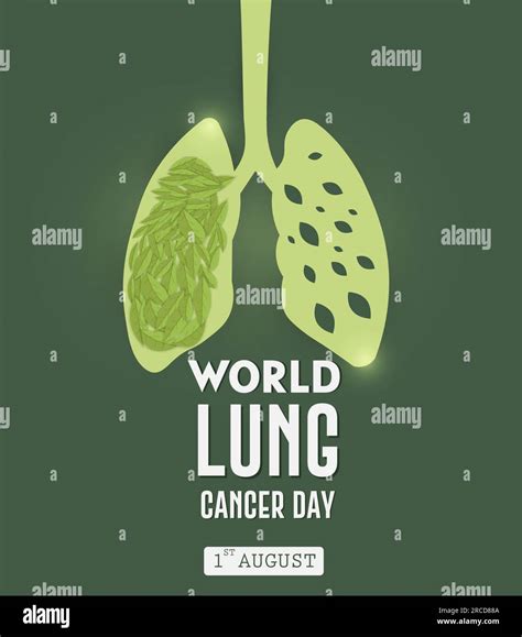 World Lung Cancer Day 1st August With Green Leaves Creative Concept