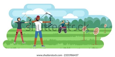 People Doing Archery Cartoon Flat Male Stock Vector (Royalty Free ...