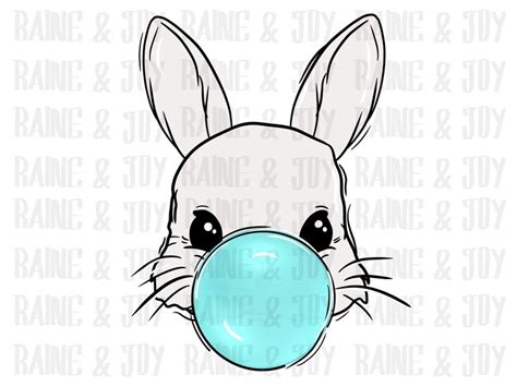 Bubble Gum Bunny Png Bunny Png Bubble Gum Png Easter Png Etsy