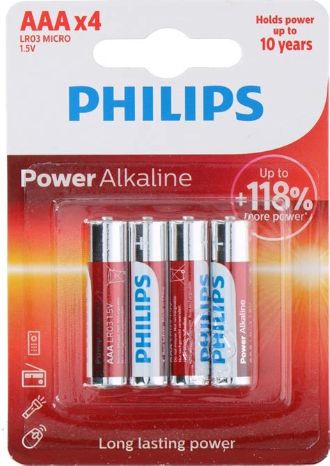 Philips AAA Batterijen Power Alkaline 4 Stuks Bol