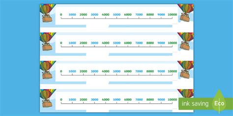 Hot Air Balloons Counting In 1000s Number Line Counting In 100s On