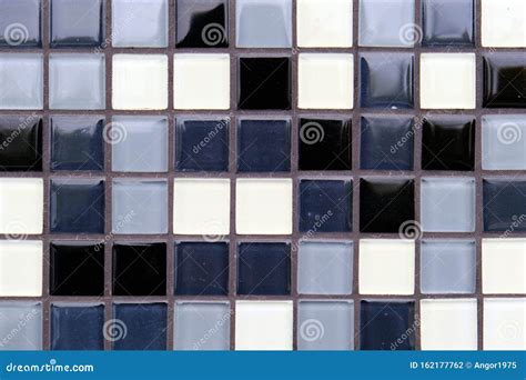 Mosaic Background Of Black White And Gray Ceramic Tiles Stock Photo