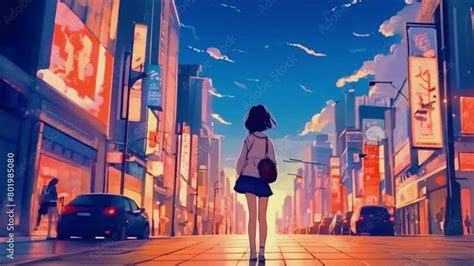 Cute Lofi Girl On The Tokyo City S Night D Japanese Lo Fi Anime Style