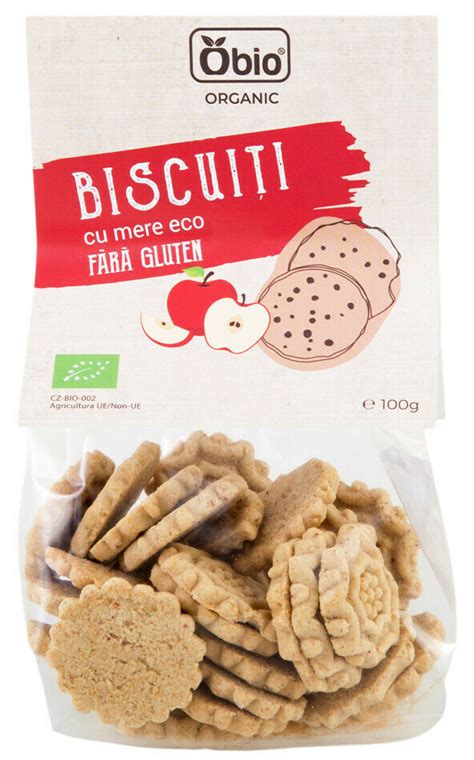 Biscuiti Cu Mere Fara Gluten Bio 100g Obio