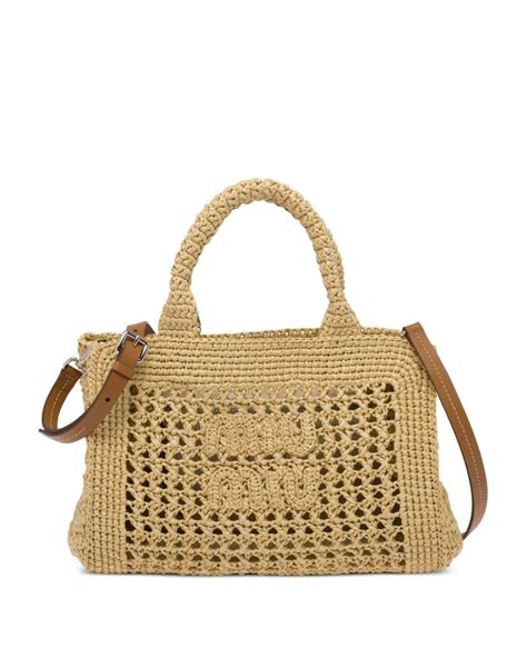 Miu Miu Crochet Knit Tote Bag In Metallic Lyst