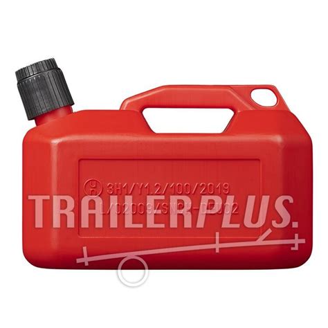 Jerrycan 5L Kunststof Rood UN Gekeurd Laag Model Trailerplus Nl