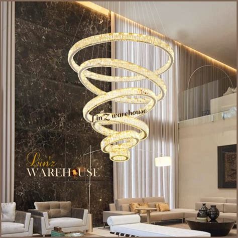 Jual Lampu Gantung Void MODERN LUXURY CRYSTAL LED 6 RINGS Chandelier Di