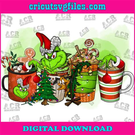 Grinch Coffee Drink Christmas Sublimation Design