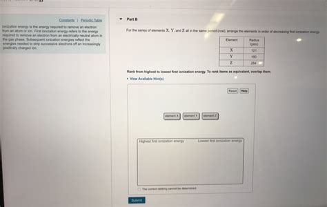 Solved Partb Constants Penodic Table Lonization Energy Is Chegg