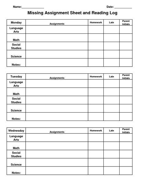 Work Assignment Template Assignment Sheet Homework Template Essay