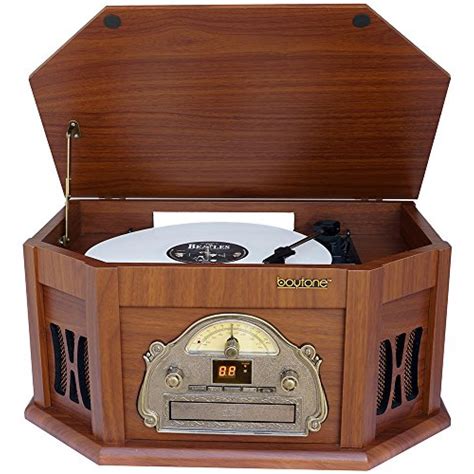 7 In 1 Boytone Bt 15tbsm Classic Turntable Stereo System Vinyl Record Player Amfm Cd