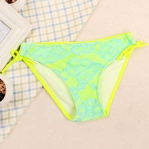 Green M Sexy Halter Lace Self Tie Bowknot Bikini Set For Women