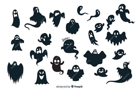 Premium Vector Halloween Ghost Silhouette Collection