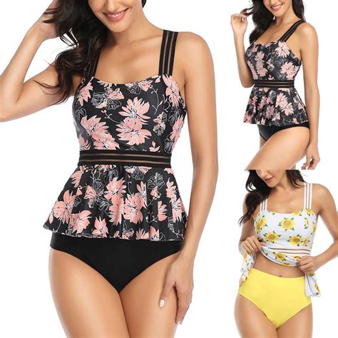 Buy Women Two Piece Plus Size Sexy Backless Halter Beach Printed