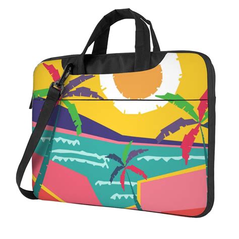 Znduo Abstract Beach Sunset Pattern Laptop Bag 14 Inch Business Casual Durable Laptop Backpack