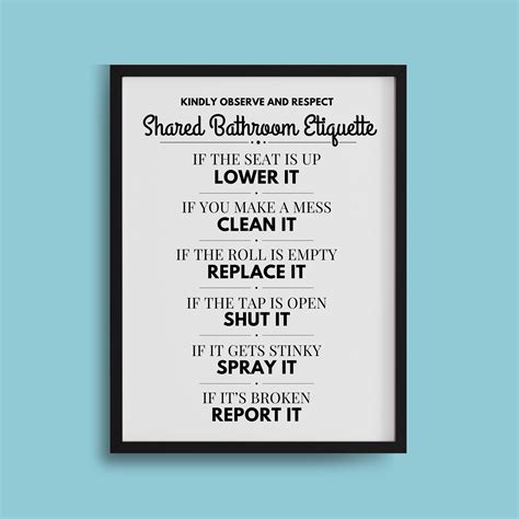 Office Restroom Etiquette Signs Standard Plus Bathroom Rules Enjoy