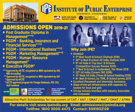 Institute Of Public Enterprise Shamirpet Admissions Open 2019 21 Ad