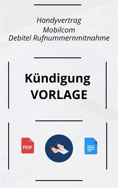 K Ndigung Handyvertrag Mobilcom Debitel Rufnummernmitnahme Muster Und