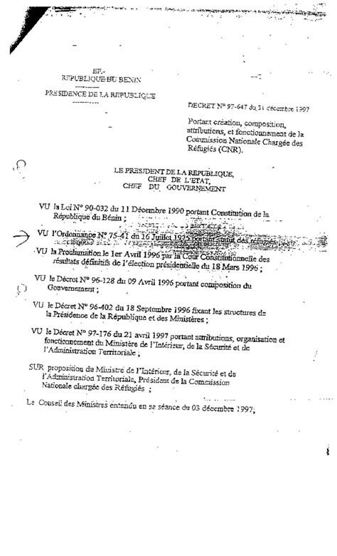 Document Decret N 97 portant Création et Fonctionnement de la CNR