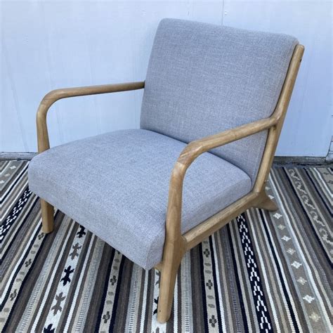 Modern Wood Framed Armchair, Gray Upholstery - EPOCH