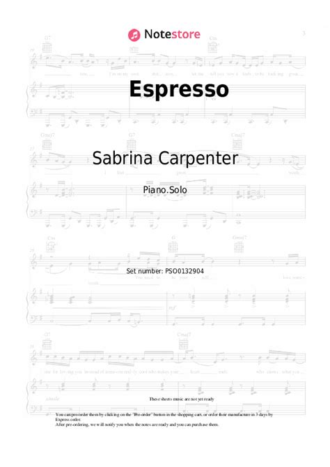 Espresso Piano Sheet Music Sabrina Carpenter In Note Store Piano