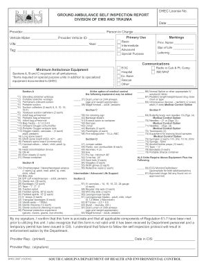 Sc Dhec Ambulance Checklist Fill Online Printable Fillable Blank