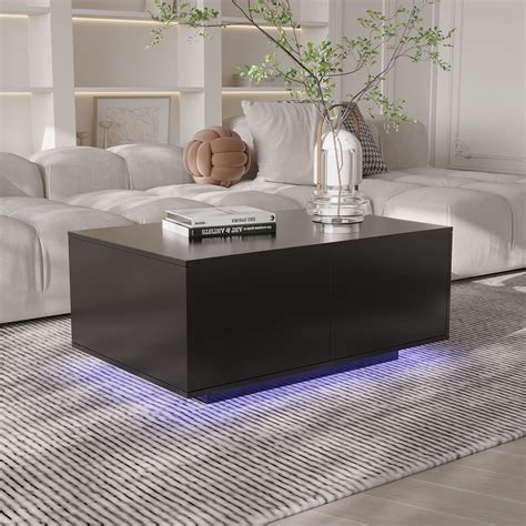 Mesa De Centro Led Con Cajones De Almacenamiento Mesa De Centro De Alto