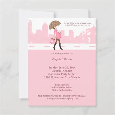 Urban Tickled Pink Baby Shower Invitation Zazzle