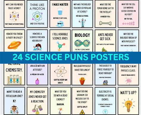 24 Funny Science Puns Posters Classroom Posters Science Classroom