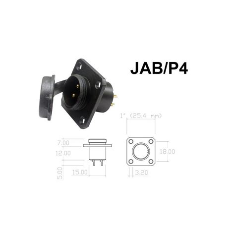 Conector P Painel JAB P4 4 Contatos Macho