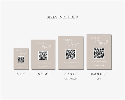 Printable Virtual Bar Tip Sign Template, QR Code Sign, Tip Your ...