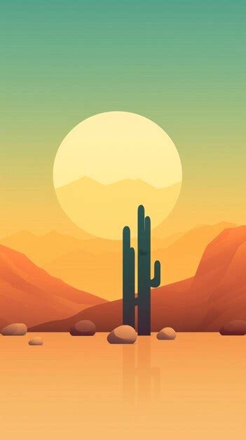 Ilustración de una escena del desierto con un ai generativo de cactus y