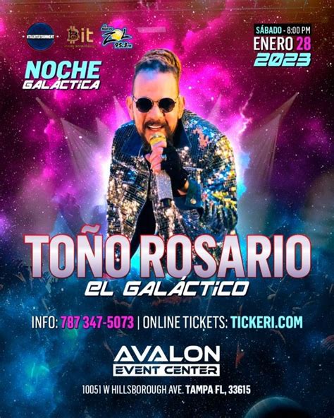 ToÑo Rosario En Concierto Tampa Florida Tickets Boletos At Avalon