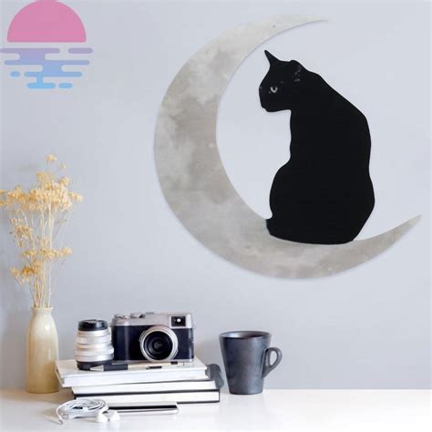 Halloween Metal Sign Black Cat Moon Wall Hanging X Back