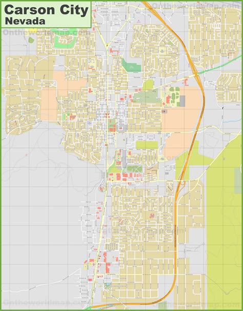 Large detailed map of Carson City